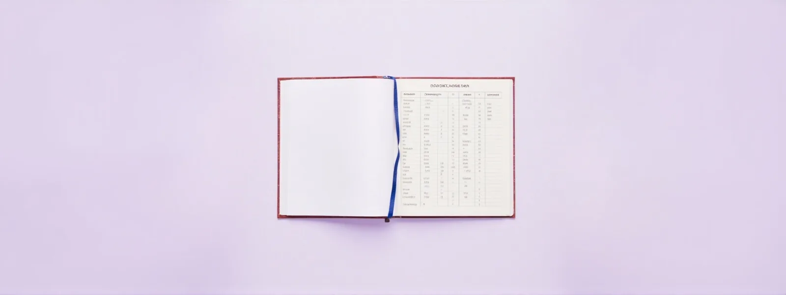 Wide editorial banner of a cricket scorebook open to a stats page on pale lilac background